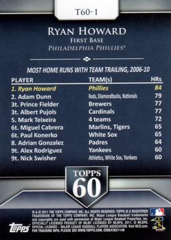 2011 Topps - Topps 60 #T60-1 Ryan Howard Back