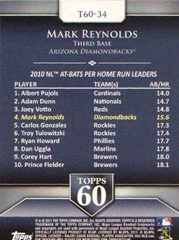 2011 Topps - Topps 60 #T60-34 Mark Reynolds Back