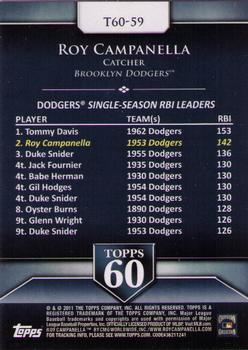 2011 Topps - Topps 60 #T60-59 Roy Campanella Back