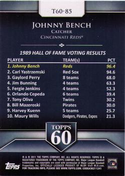 2011 Topps - Topps 60 #T60-85 Johnny Bench Back
