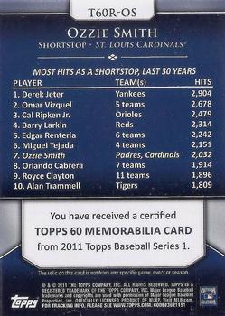 2011 Topps - Topps 60 Relics #T60R-OS Ozzie Smith Back