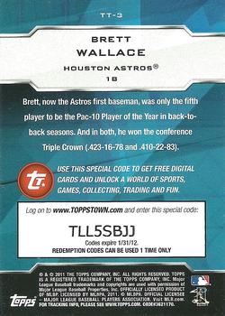 2011 Topps - Topps Town (Series 1) #TT-3 Brett Wallace Back