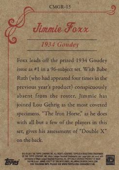 2011 Topps - CMG Reprints #CMGR-15 Jimmie Foxx Back