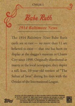 2011 Topps - CMG Reprints #CMGR-1 Babe Ruth Back