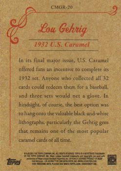 2011 Topps - CMG Reprints #CMGR-20 Lou Gehrig Back