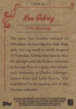 2011 Topps - CMG Reprints #CMGR-21 Lou Gehrig Back