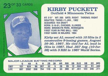 1988 Topps Kay-Bee Superstars of Baseball #23 Kirby Puckett Back