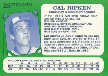 1988 Topps Kay-Bee Superstars of Baseball #25 Cal Ripken Back