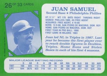 1988 Topps Kay-Bee Superstars of Baseball #26 Juan Samuel Back