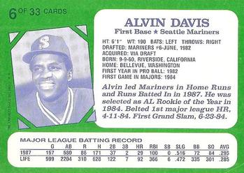 1988 Topps Kay-Bee Superstars of Baseball #6 Alvin Davis Back