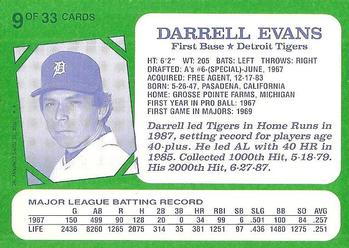 1988 Topps Kay-Bee Superstars of Baseball #9 Darrell Evans Back
