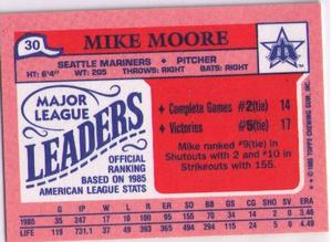 1986 Topps Major League Leaders Minis #30 Mike Moore Back