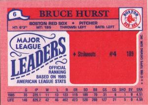 1986 Topps Major League Leaders Minis #6 Bruce Hurst Back