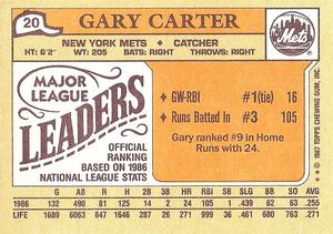 1987 Topps Major League Leaders Minis #20 Gary Carter Back