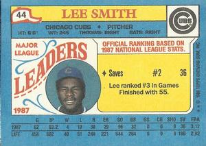 1988 Topps Major League Leaders Minis #44 Lee Smith Back