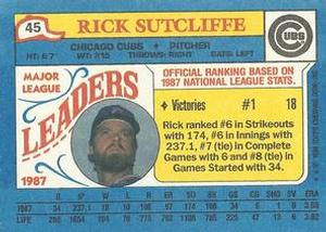 1988 Topps Major League Leaders Minis #45 Rick Sutcliffe Back