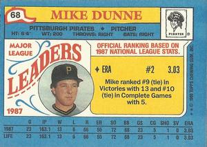 1988 Topps Major League Leaders Minis #68 Mike Dunne Back