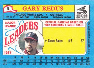 1988 Topps Major League Leaders Minis #9 Gary Redus Back