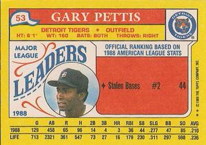 1989 Topps Major League Leaders Minis #53 Gary Pettis Back