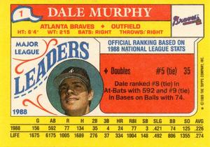 1989 Topps Major League Leaders Minis #1 Dale Murphy Back