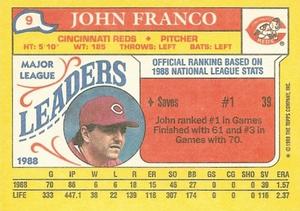 1989 Topps Major League Leaders Minis #9 John Franco Back