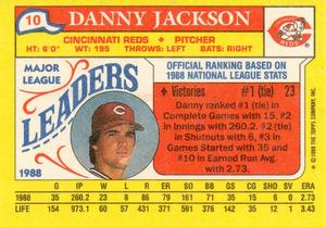 1989 Topps Major League Leaders Minis #10 Danny Jackson Back