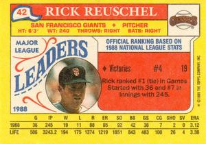 1989 Topps Major League Leaders Minis #42 Rick Reuschel Back