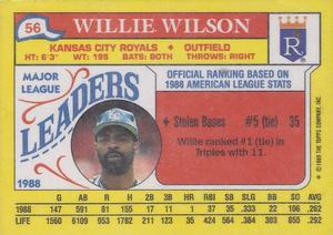 1989 Topps Major League Leaders Minis #56 Willie Wilson Back