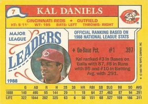 1989 Topps Major League Leaders Minis #7 Kal Daniels Back