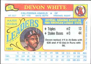 1990 Topps Major League Leaders Minis #10 Devon White Back