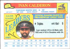 1990 Topps Major League Leaders Minis #11 Ivan Calderon Back