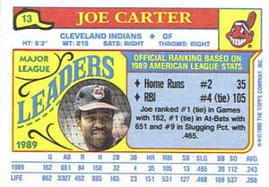 1990 Topps Major League Leaders Minis #13 Joe Carter Back