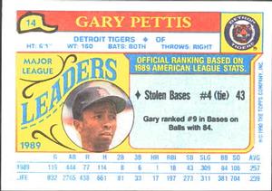 1990 Topps Major League Leaders Minis #14 Gary Pettis Back