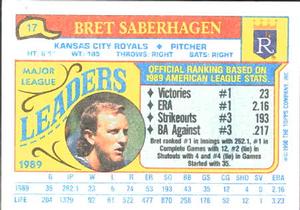 1990 Topps Major League Leaders Minis #17 Bret Saberhagen Back