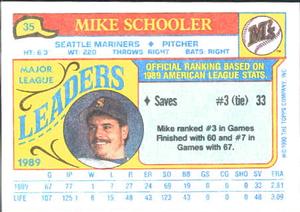 1990 Topps Major League Leaders Minis #35 Mike Schooler Back