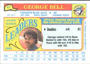 1990 Topps Major League Leaders Minis #41 George Bell Back