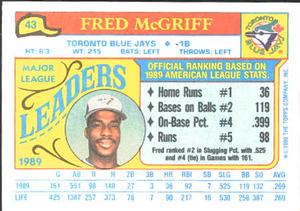1990 Topps Major League Leaders Minis #43 Fred McGriff Back