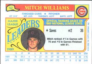 1990 Topps Major League Leaders Minis #52 Mitch Williams Back