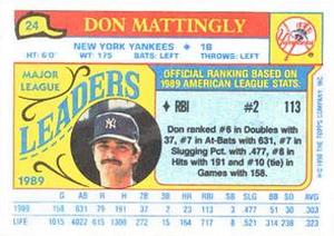 1990 Topps Major League Leaders Minis #24 Don Mattingly Back