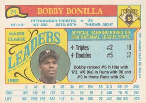 1990 Topps Major League Leaders Minis #71 Bobby Bonilla Back