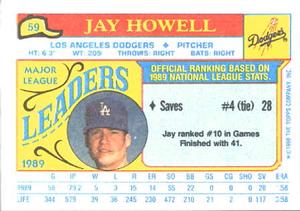 1990 Topps Major League Leaders Minis #59 Jay Howell Back
