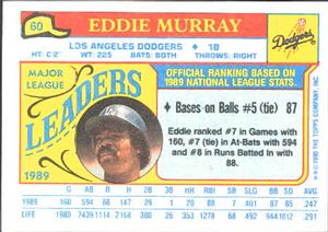 1990 Topps Major League Leaders Minis #60 Eddie Murray Back