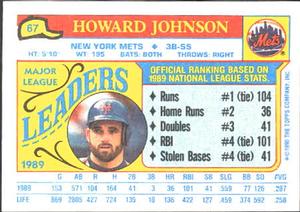 1990 Topps Major League Leaders Minis #67 Howard Johnson Back