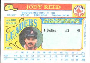 1990 Topps Major League Leaders Minis #6 Jody Reed Back