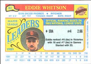 1990 Topps Major League Leaders Minis #82 Eddie Whitson Back