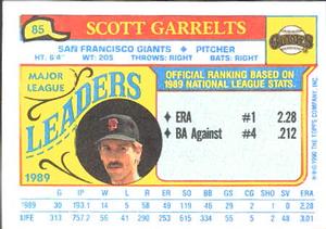1990 Topps Major League Leaders Minis #85 Scott Garrelts Back