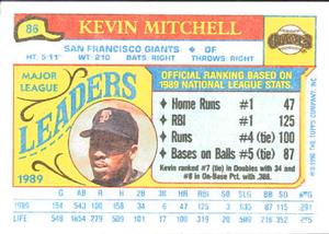 1990 Topps Major League Leaders Minis #86 Kevin Mitchell Back