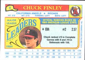 1990 Topps Major League Leaders Minis #8 Chuck Finley Back