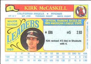 1990 Topps Major League Leaders Minis #9 Kirk McCaskill Back