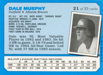 1987 Topps Kay-Bee Superstars of Baseball #21 Dale Murphy Back